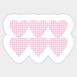 Pink Gingham Hearts Sticker